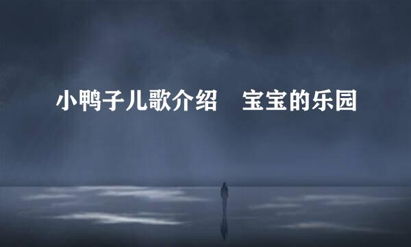 小鸭子儿歌介绍 宝宝的乐园