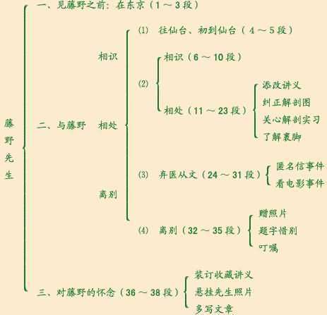 《朝花夕拾》，藤野先生思维导图。