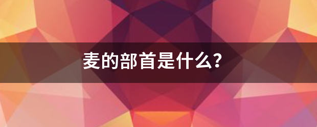 麦的部首是什么？