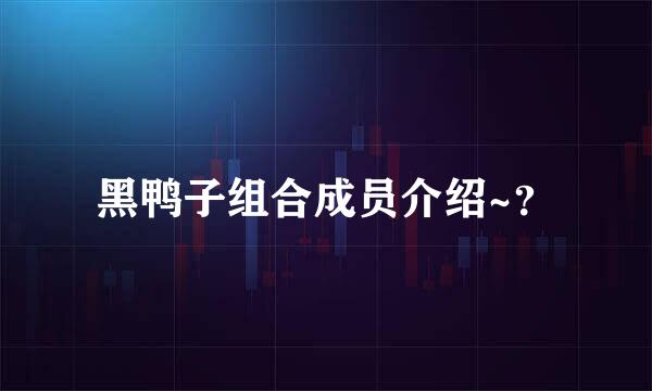 黑鸭子组合成员介绍~？