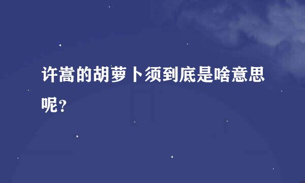 许嵩的胡萝卜须到底是啥意思呢？