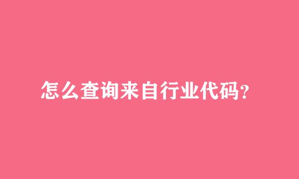 怎么查询来自行业代码？
