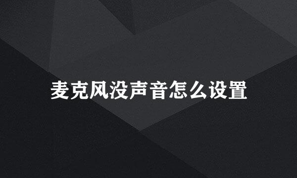 麦克风没声音怎么设置