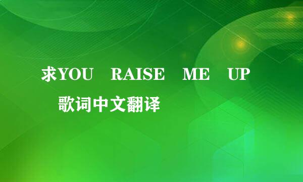 求YOU RAISE ME UP 歌词中文翻译