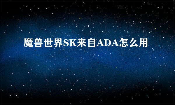 魔兽世界SK来自ADA怎么用