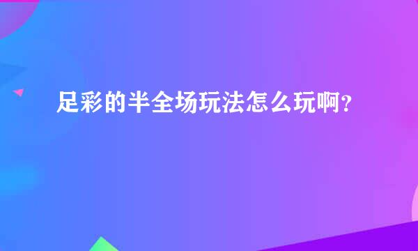 足彩的半全场玩法怎么玩啊？