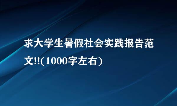 求大学生暑假社会实践报告范文!!(1000字左右)