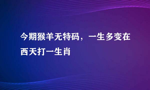 今期猴羊无特码，一生多变在西天打一生肖
