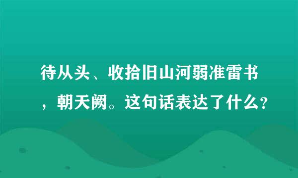 待从头、收拾旧山河弱准雷书，朝天阙。这句话表达了什么？
