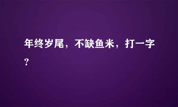 年终岁尾，不缺鱼米，打一字？