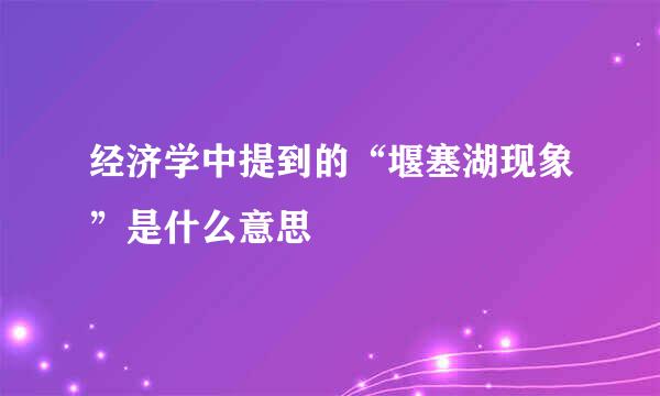 经济学中提到的“堰塞湖现象”是什么意思