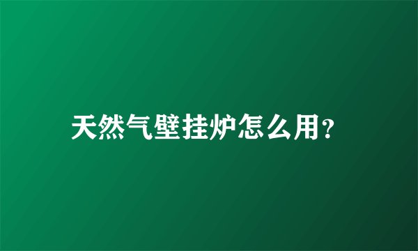 天然气壁挂炉怎么用？