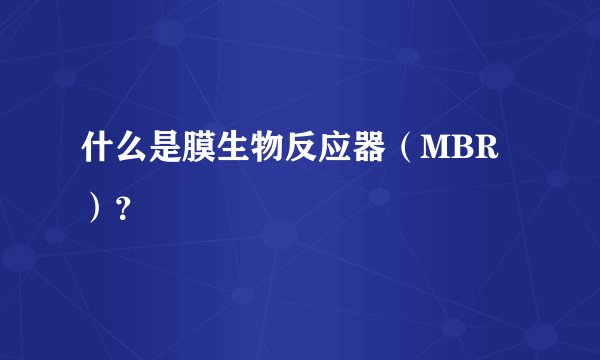 什么是膜生物反应器（MBR）？