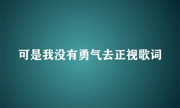 可是我没有勇气去正视歌词