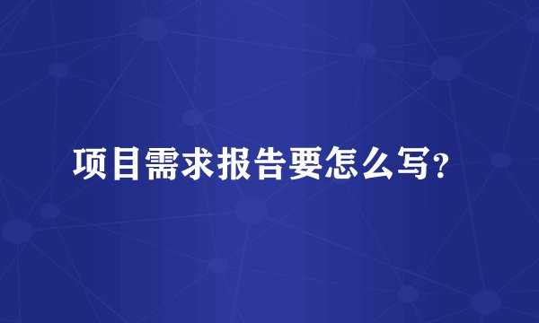 项目需求报告要怎么写？
