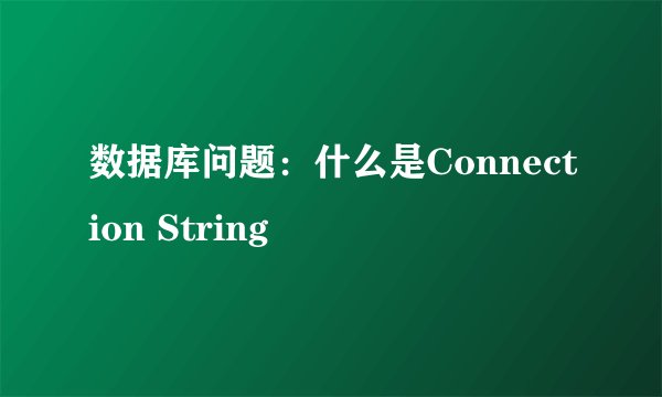 数据库问题：什么是Connection String