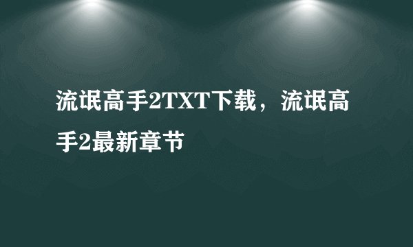 流氓高手2TXT下载，流氓高手2最新章节