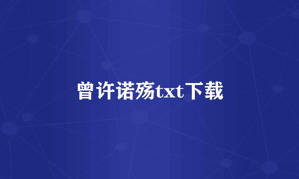 曾许诺殇txt下载