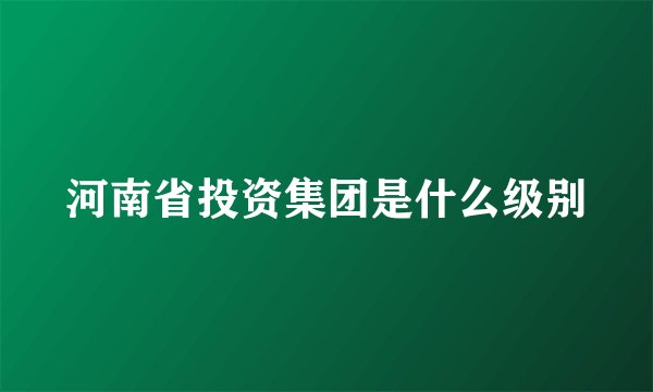 河南省投资集团是什么级别