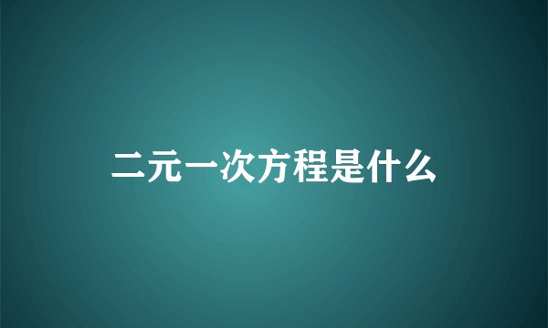 二元一次方程是什么