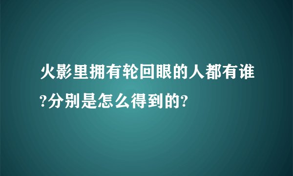 火影里拥有轮回眼的人都有谁?分别是怎么得到的?