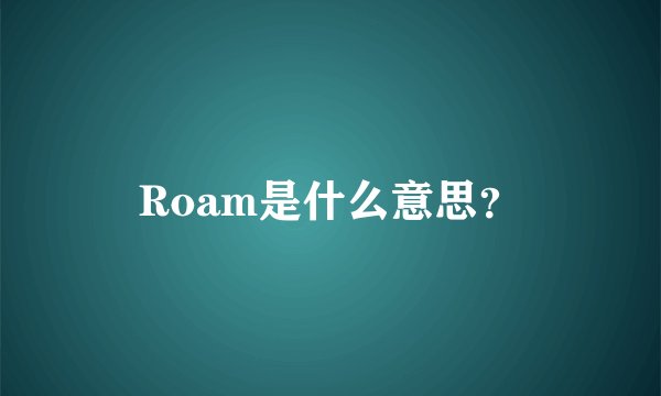 Roam是什么意思？