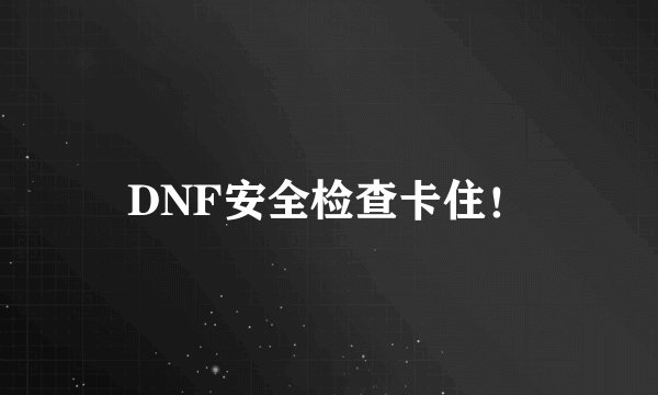 DNF安全检查卡住！