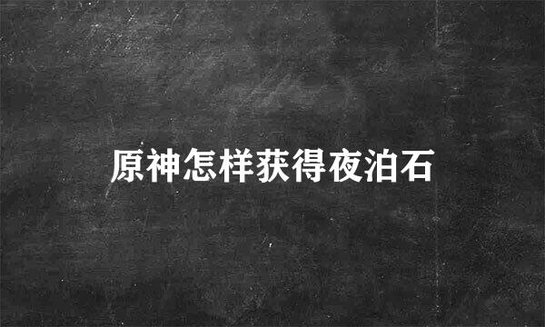 原神怎样获得夜泊石