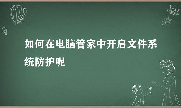 如何在电脑管家中开启文件系统防护呢