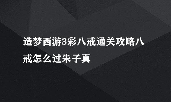 造梦西游3彩八戒通关攻略八戒怎么过朱子真