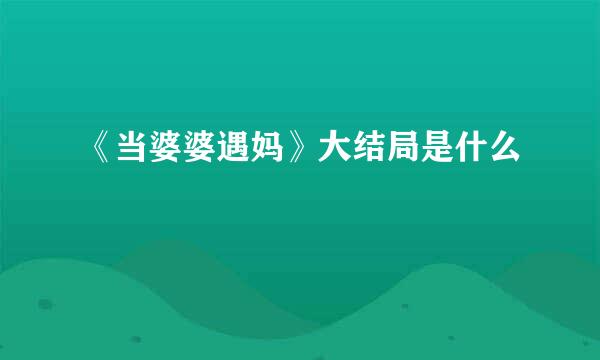 《当婆婆遇妈》大结局是什么