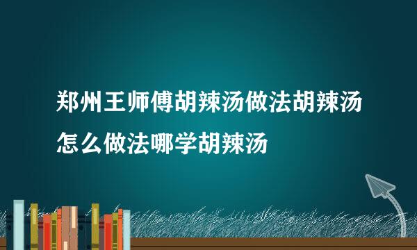 郑州王师傅胡辣汤做法胡辣汤怎么做法哪学胡辣汤