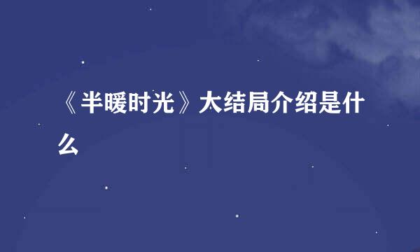 《半暖时光》大结局介绍是什么