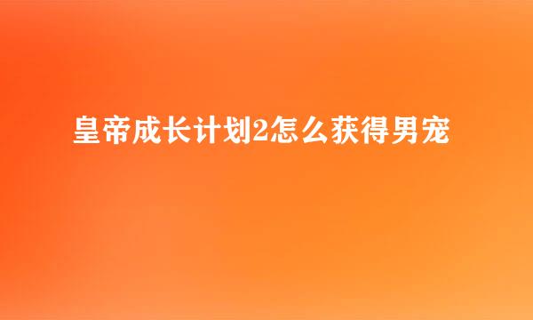 皇帝成长计划2怎么获得男宠