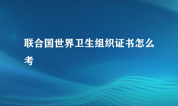 联合国世界卫生组织证书怎么考