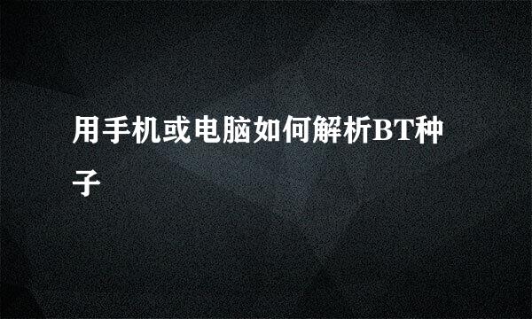用手机或电脑如何解析BT种子