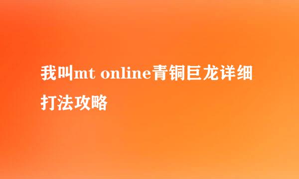 我叫mt online青铜巨龙详细打法攻略