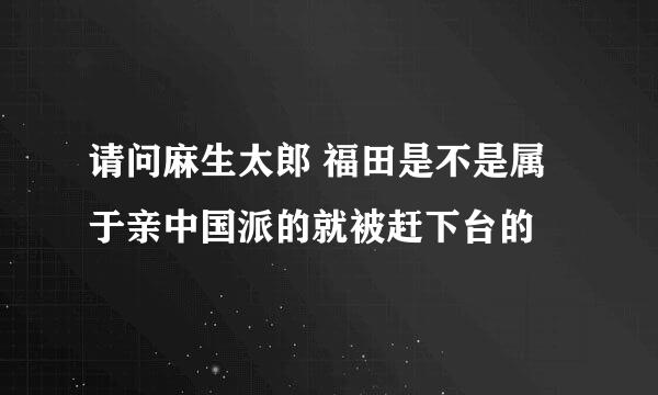 请问麻生太郎 福田是不是属于亲中国派的就被赶下台的