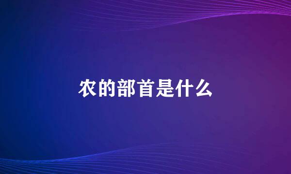 农的部首是什么
