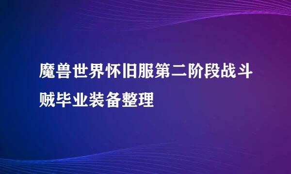 魔兽世界怀旧服第二阶段战斗贼毕业装备整理