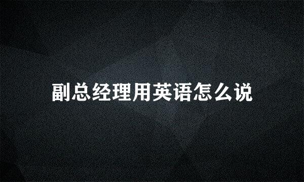 副总经理用英语怎么说