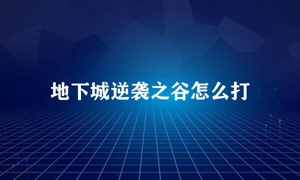 地下城逆袭之谷怎么打