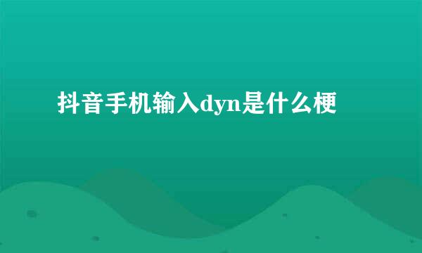 抖音手机输入dyn是什么梗