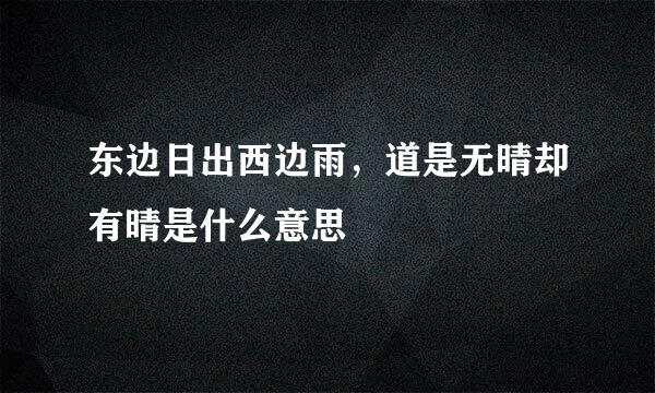 东边日出西边雨，道是无晴却有晴是什么意思
