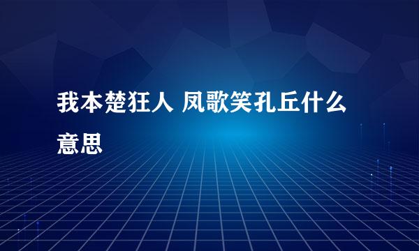 我本楚狂人 凤歌笑孔丘什么意思