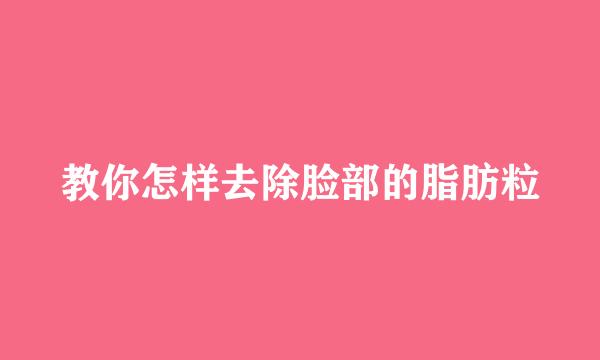 教你怎样去除脸部的脂肪粒