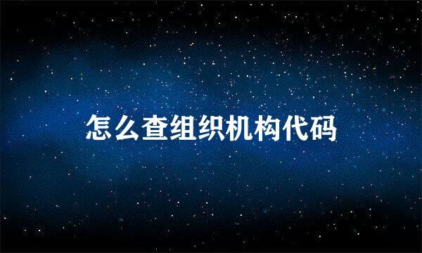 怎么查组织机构代码