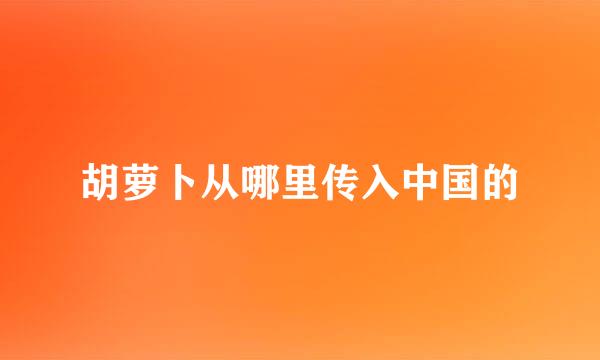胡萝卜从哪里传入中国的