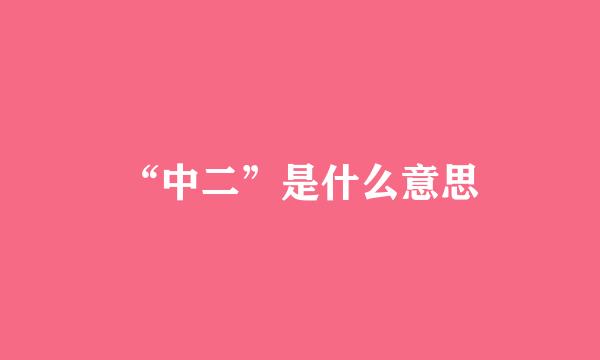“中二”是什么意思