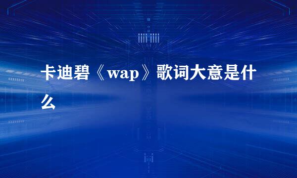 卡迪碧《wap》歌词大意是什么